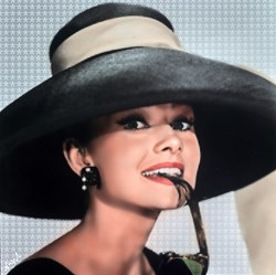 Audrey Hepburn II by Nick Holdsworth - Mixed Media on Board sized 23x23 inches. Available from Whitewall Galleries